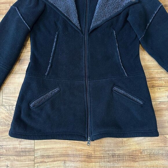 Athleta RARE Sherpa Longline Full Zip Hoodie Jacket Size Medium Black - Picture 4 of 15